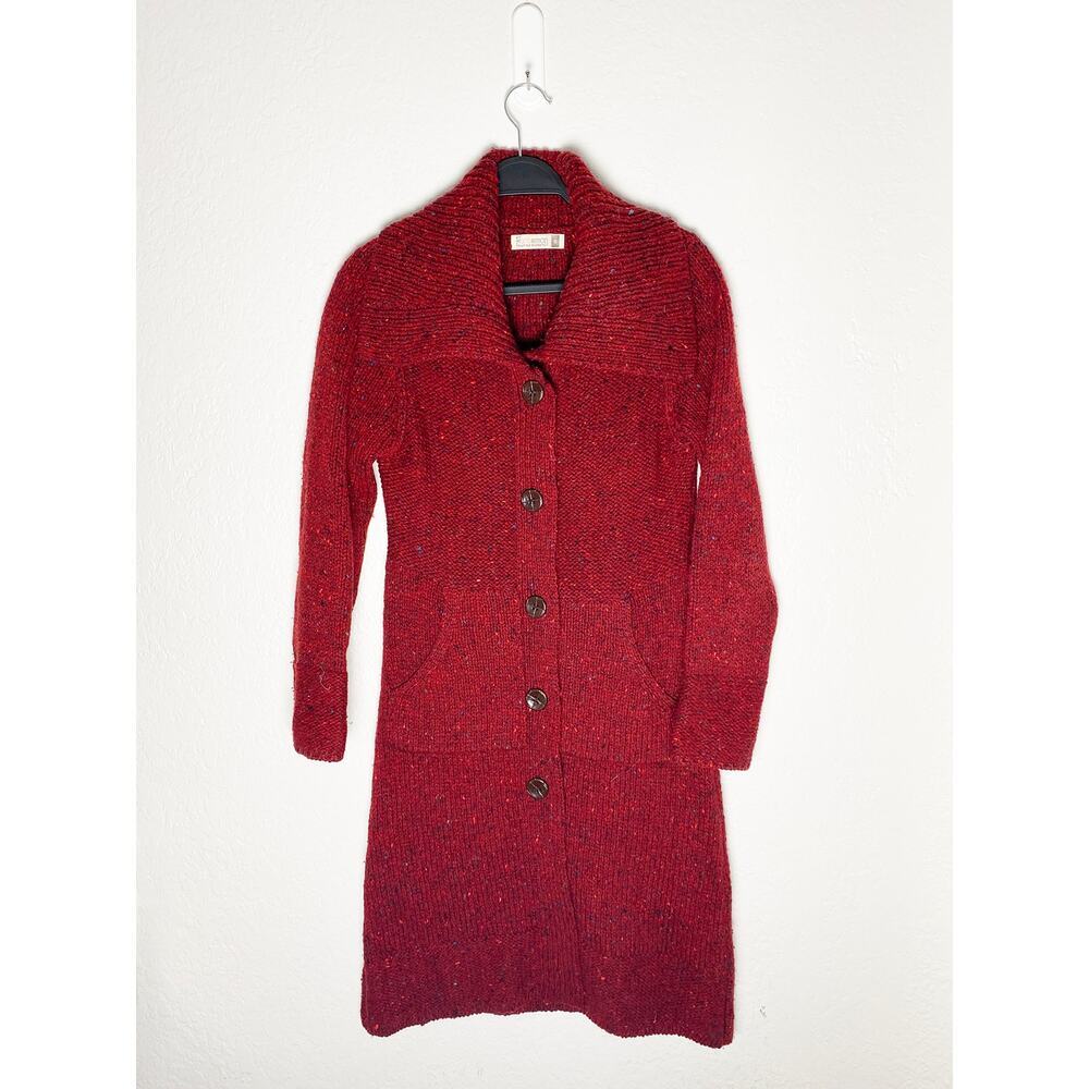 Fisherman Out Of Ireland Women's Long Button Up Cardigan Sailor Collar Woolmark‎